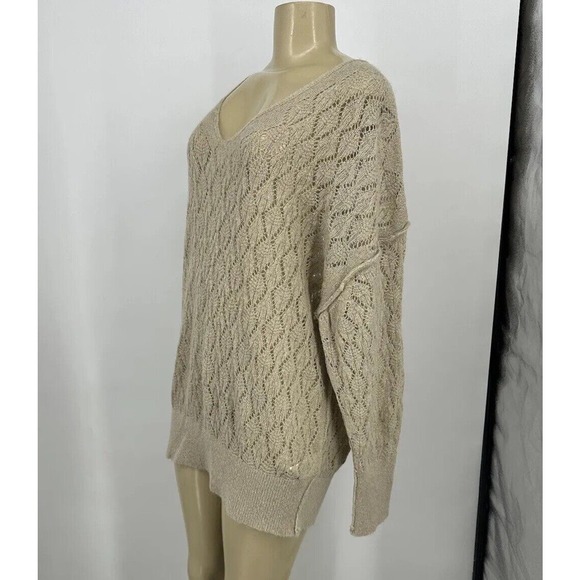 Free People Small Women Say Hello Oversized Sweater Alpaca Blend Open Knit 15-28 - Picture 2 of 10